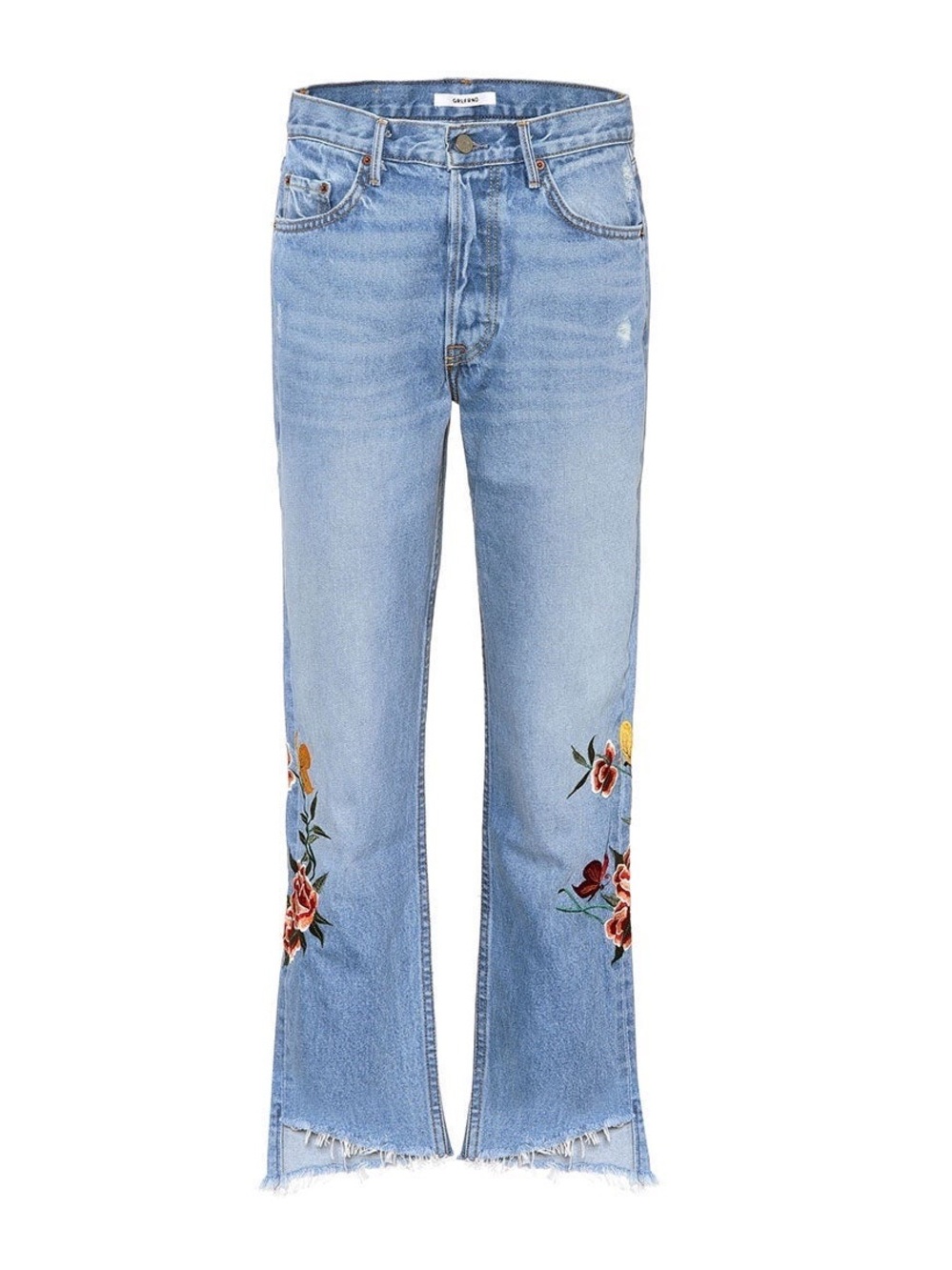 GRLFRND Helena High-Rise Floral Embroidered Crop Jeans - Size 25